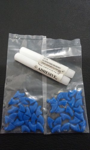 2 Kits - Capa Unha Silicone Para Gatos - Tamanho P Azul