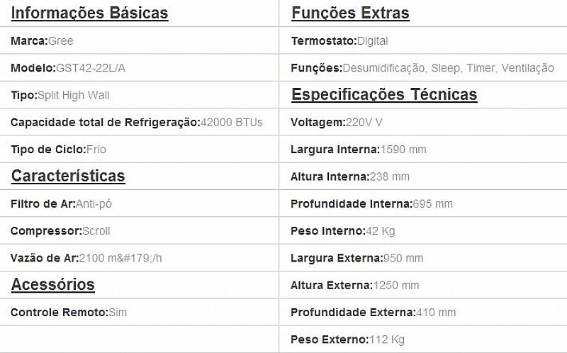 Ar condicionado gree  btus