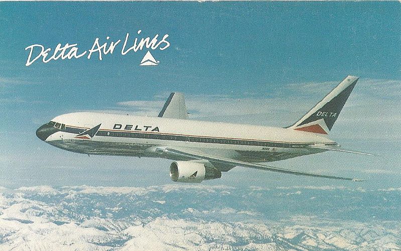 Cartao postal dl-- postal boeing 767 delta air lines