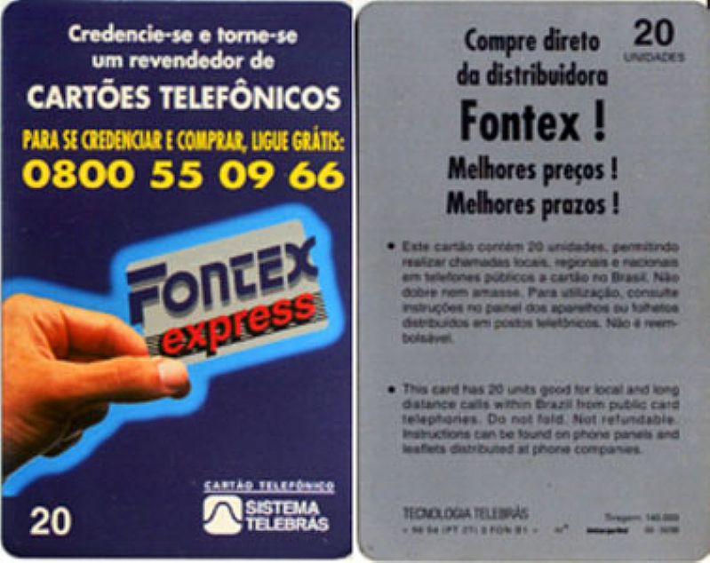 Cartão telefônico fontex express distribuidora. midia tb /