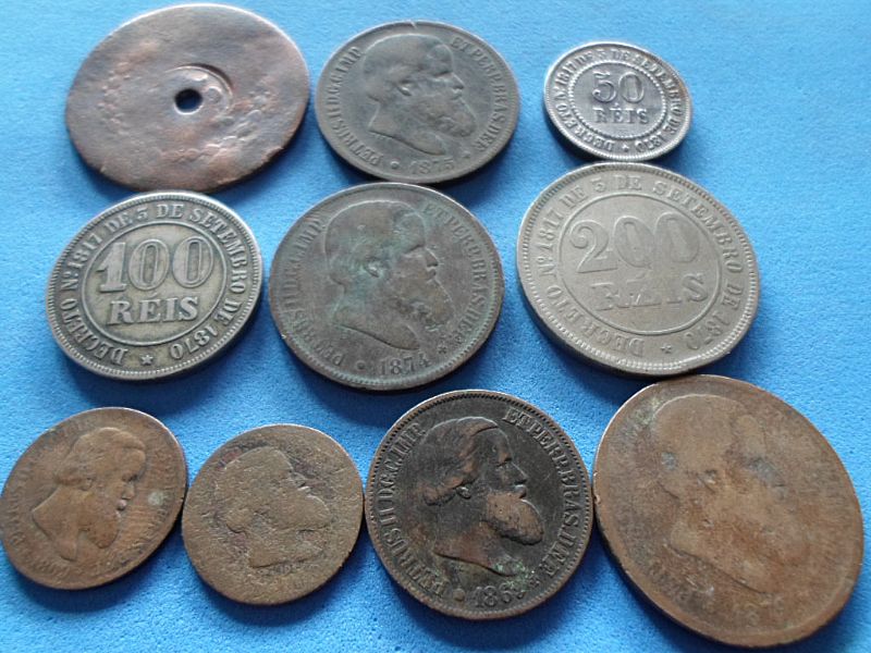 Lindo lote 10 moeda moedas reis imperio do brazil