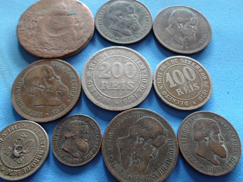 Lote moeda 10 moedas reis imperio do brazil