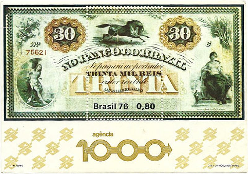 Selo de trinta mil reis, agencia  do banco do brasil,