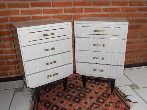 2 Criados Mudo Mesa De Cabeceira Em Formica Ano 70 Pé