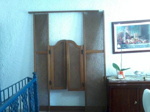 Antigo Biombo Bang Bang Em Madeira De Lei