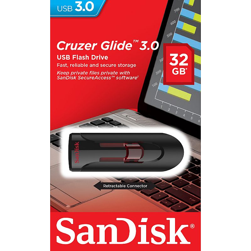 Pen drive 32gb usb 3.0 com software de seguranca cruzer