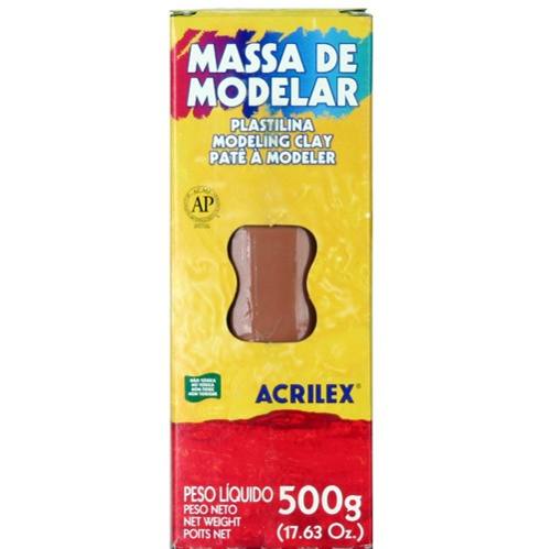 Massa Modelar Plastilina Modeling Clay Acrilex Marrom 500gr