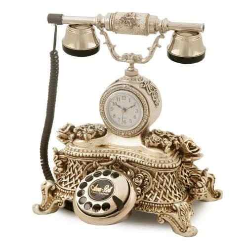 Telefone Decorativo Com Rose E Relógio