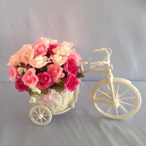 Arranjo Bicicleta Aramada Lindo Cesto Flores Decoração !!