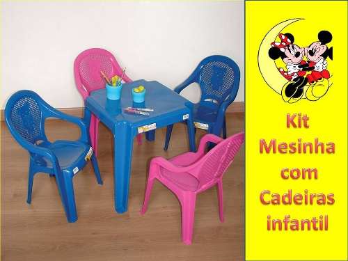 Jogo De Mesa Com Cadeiras Plastica Cor Infantil Criança Kit