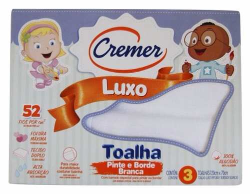 Toalha Fralda Pinte E Borde Cremer Luxo Caixa C/ 3 Unid.