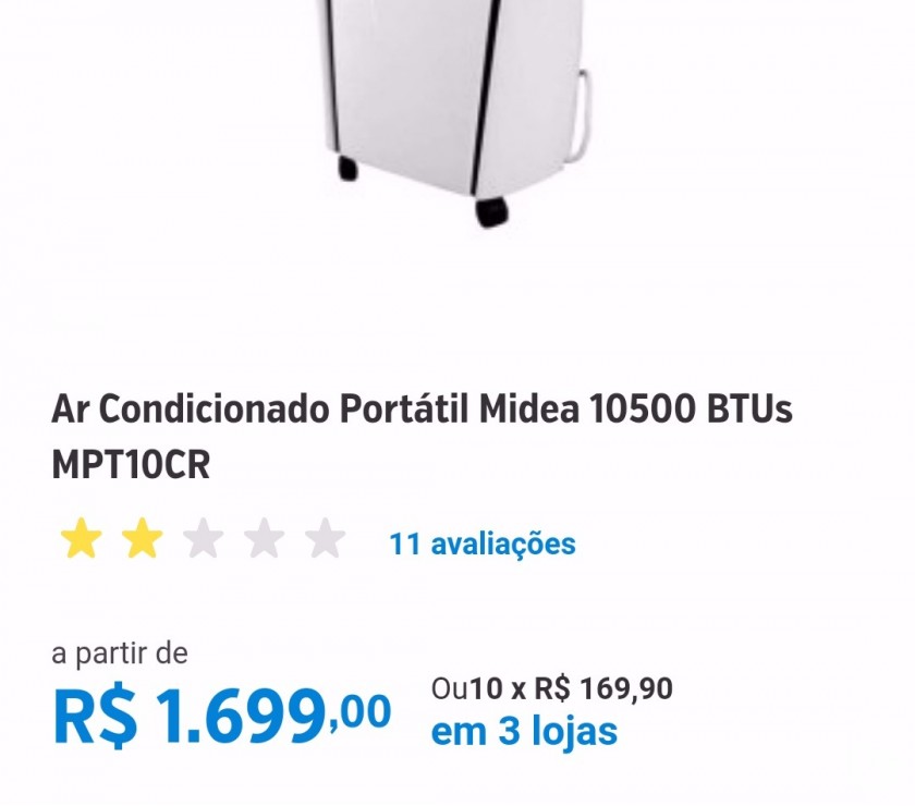Ar condicionado portátil  BTUs frio