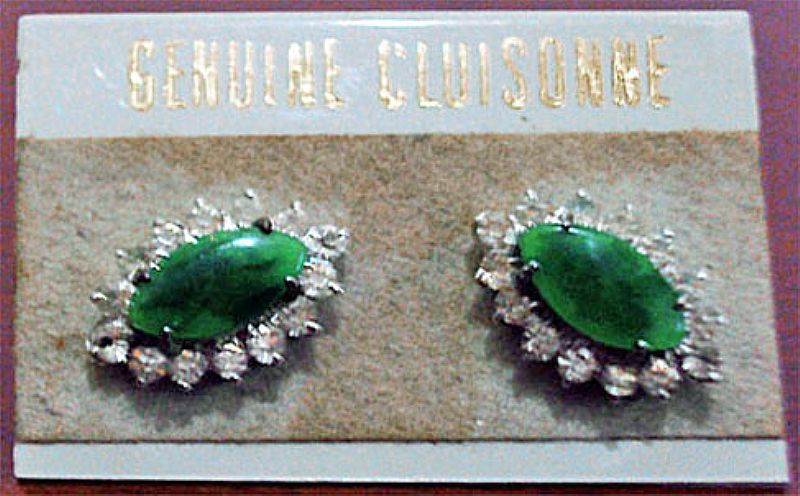 Brinco com strass pedra verde (genuine cluisonne), 10mm x