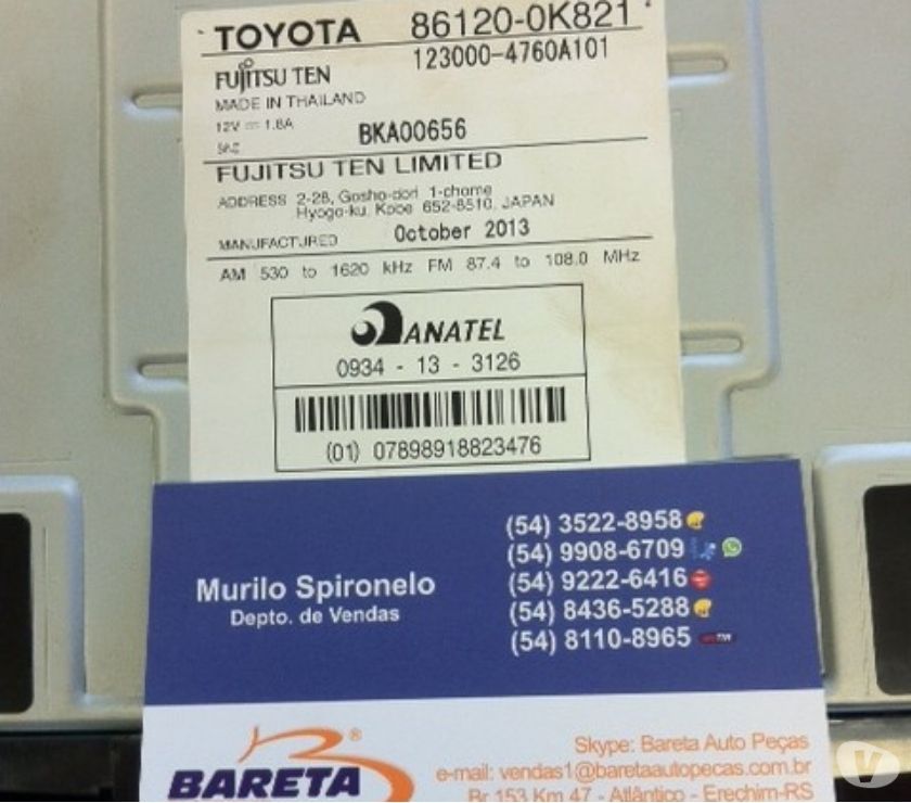 Radio Toyota Hilux com Moldura