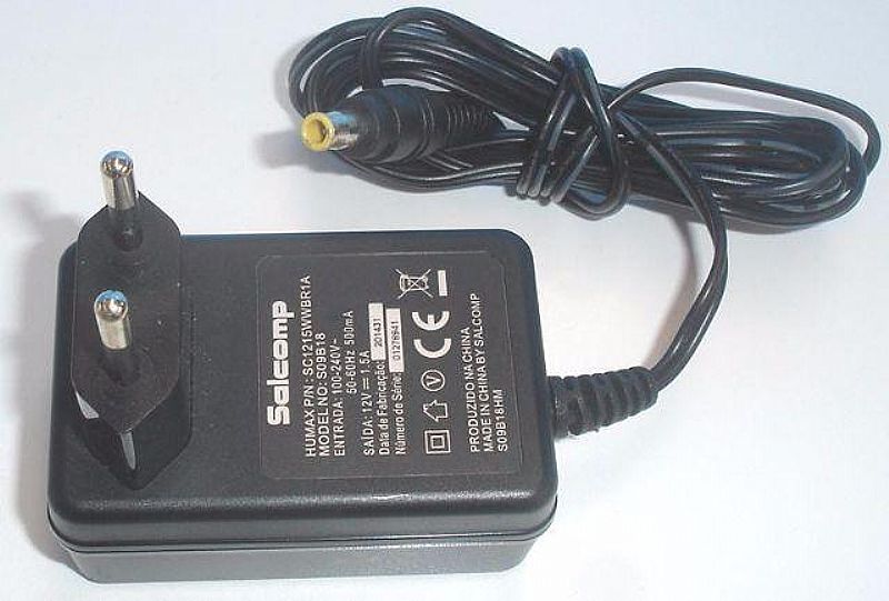 Fonte de energia salcomp 12v 1.5a fita led cftv dvr modem