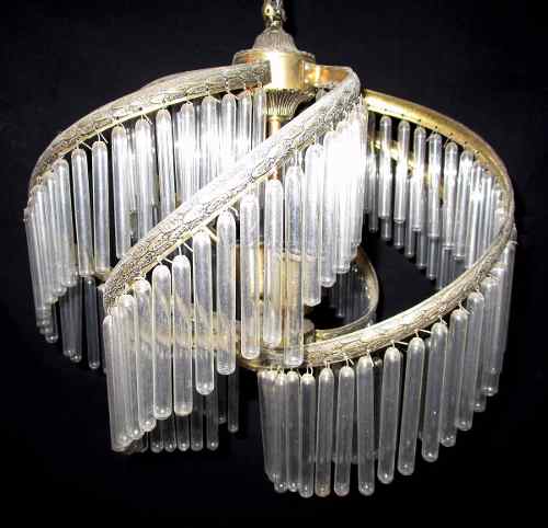 Lustre Antigo De Teto Bronze Com Pingentes De Vidro