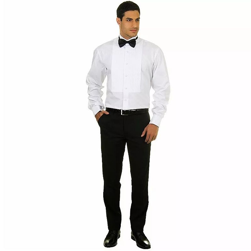 Camisa social masculina branca com gravata borboleta camisa