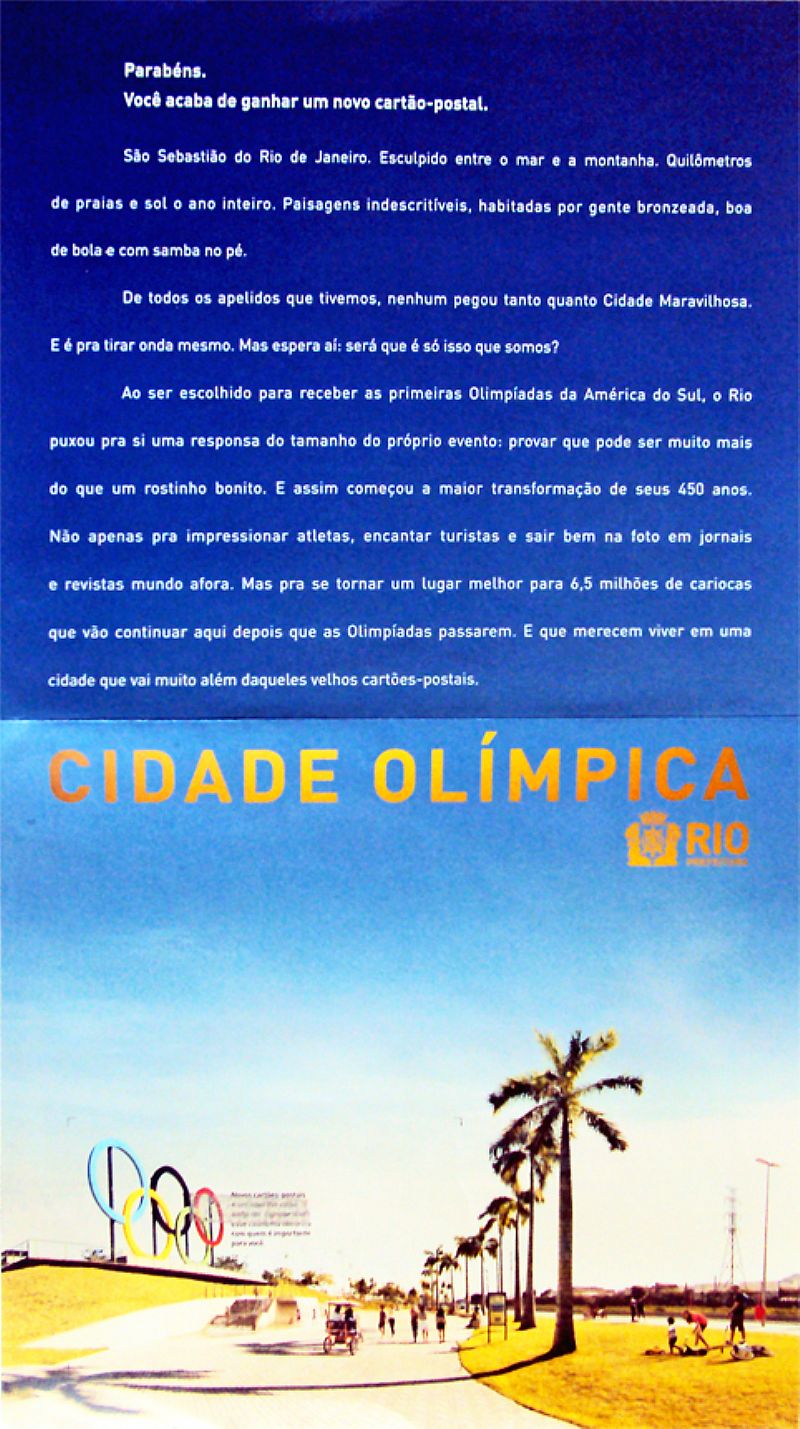 Cidade olimpica, folder postal rio  para colecao