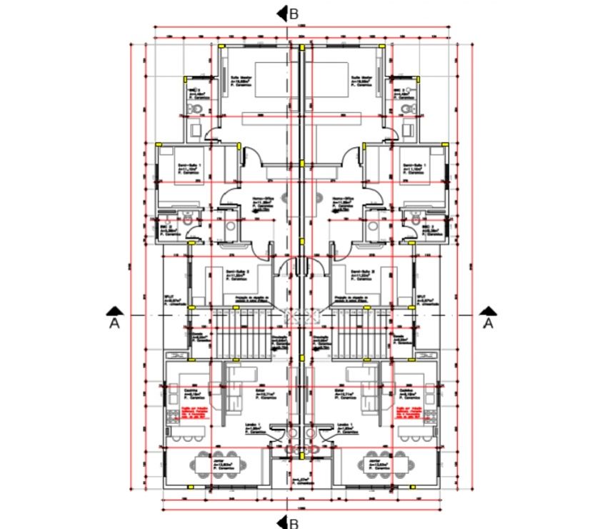Projeto casa geminada com 3 suítes na Ponta Aguda, 80 m²