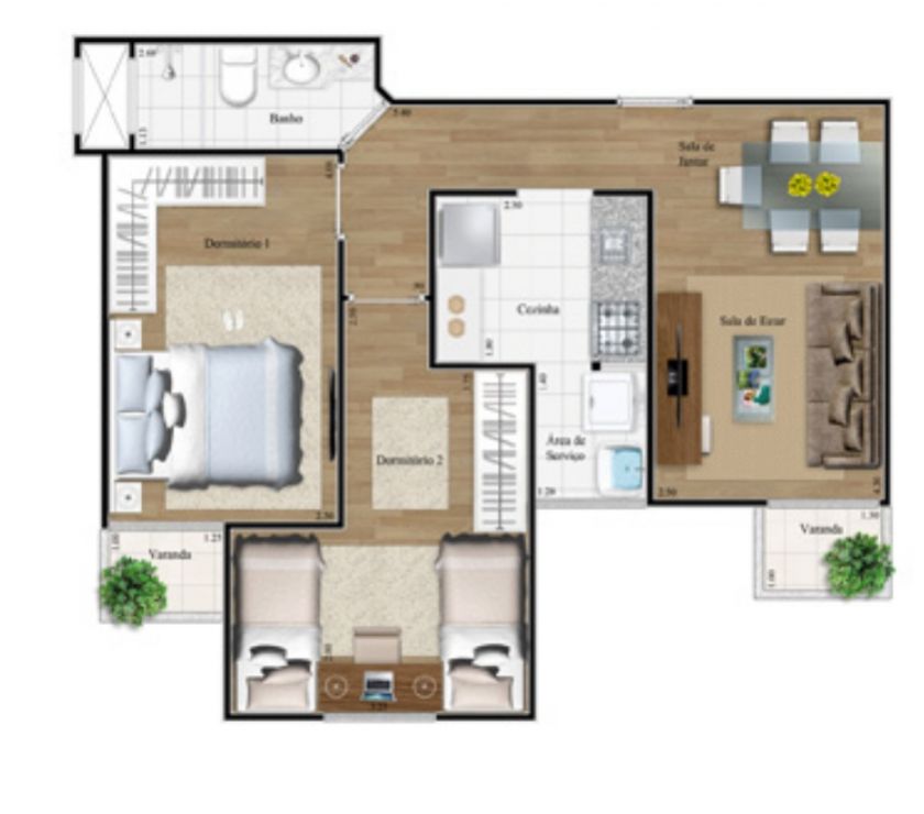 Apto de 2 dorms a 5 min do shopping metropole