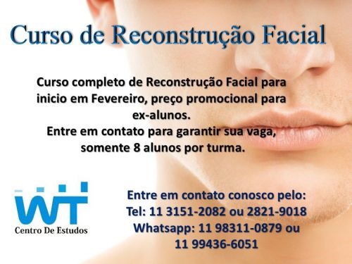 Novidade curso de Reconstrução Facial na Wt Centro de