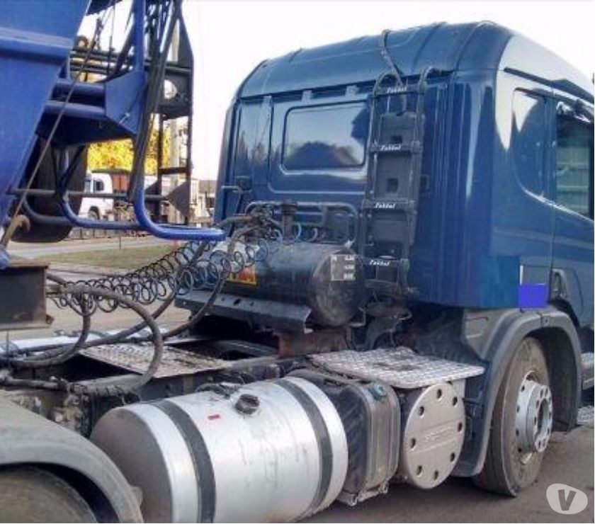 Scania p 360 ano  completa azul com cacamba randon - 201
