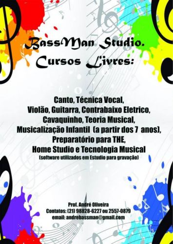 Cursos livres de música. Flamengo Zona Sul - Rj