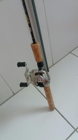 Kit vara e carretilha manivela esquerda