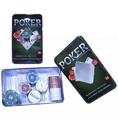 Ficha Poker Texas 100 Fichas + 1 Dealer Na Lata