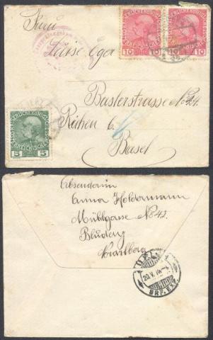 Áustria  envelope censurado durante a 1ª Guerra