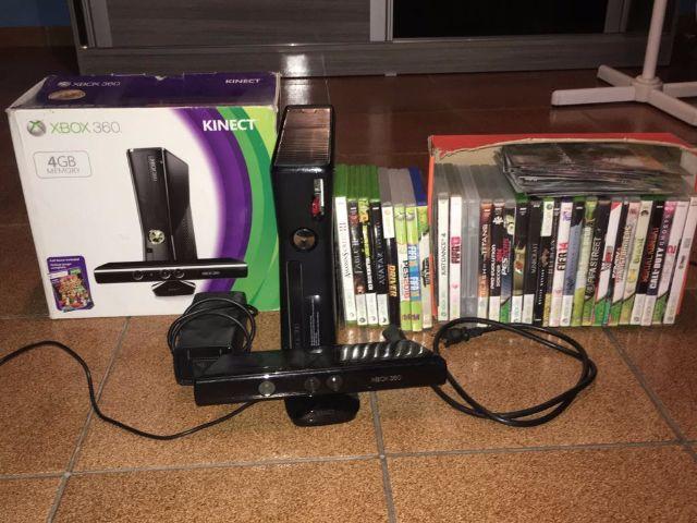 Xbox 360 destravado +2controles+ kinect +30 jogos