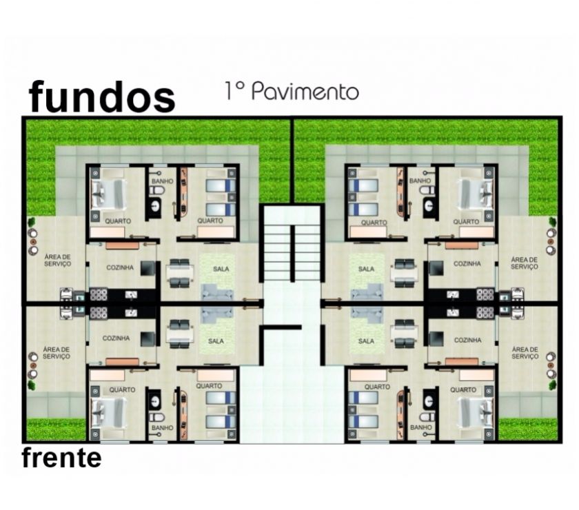 área privativa 2 quartos nova, minha casa minha vida