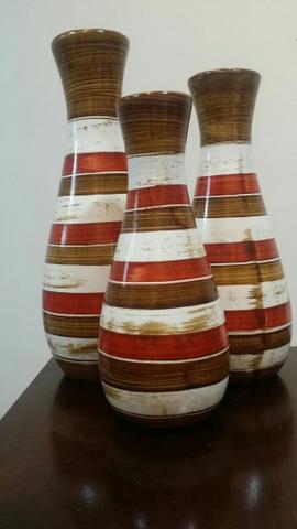 Trio de vaso em cerâmica
