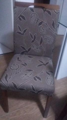 Cadeiras de madeira maciça estofada floral marrom