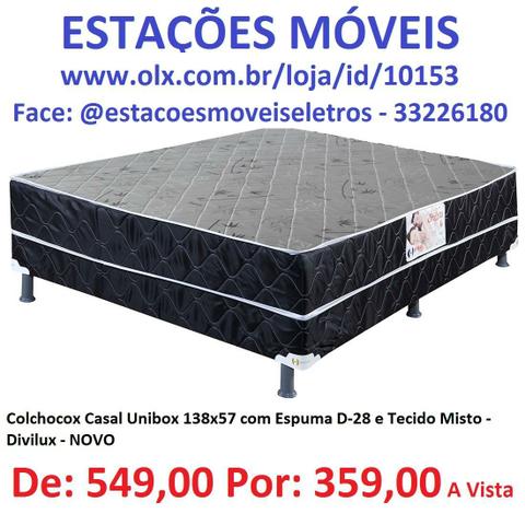 Colchocox Casal Unibox 138x57 com Espuma D-28 e Tecido Misto