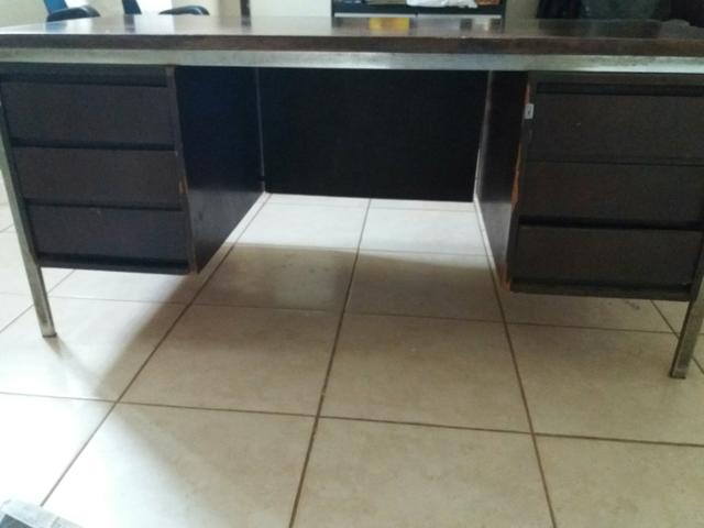 Mesa de escritório de madeira 6 gavetas