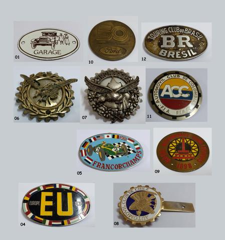 Medalhas e emblemas de Clubes - carros antigos - diversos