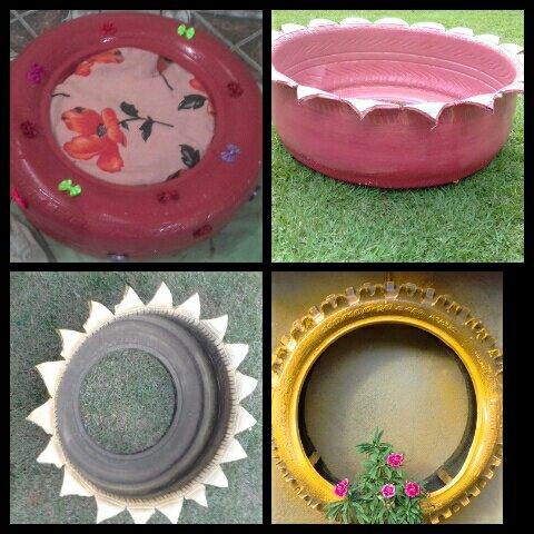 Vasos d planta feito com pneu