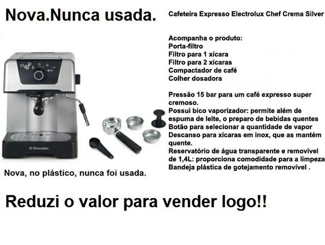 Cafeteira Expresso Electrolux Chef Crema Silver,Nova,No