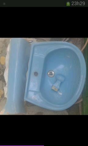 Conjunto de Pia azul grande de porcelana completa!