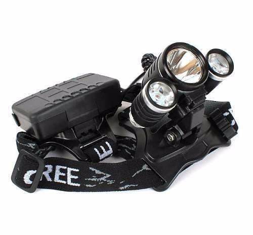 Lanterna tripla de cabeça ciclismo esportes recarregavel