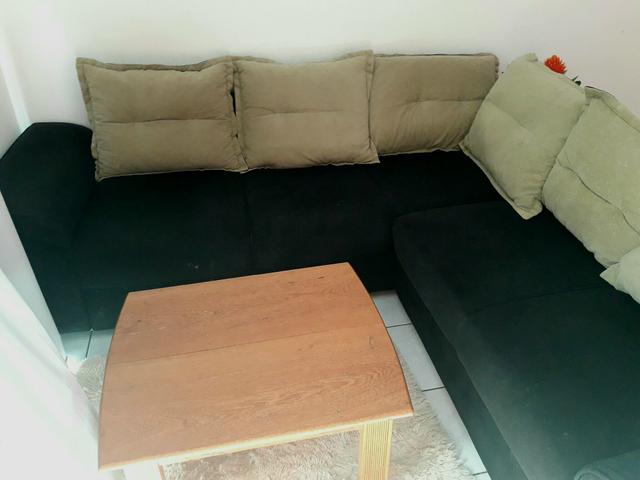 Sofa Estofado de Canto,Espuma Aveludado Preto Bege