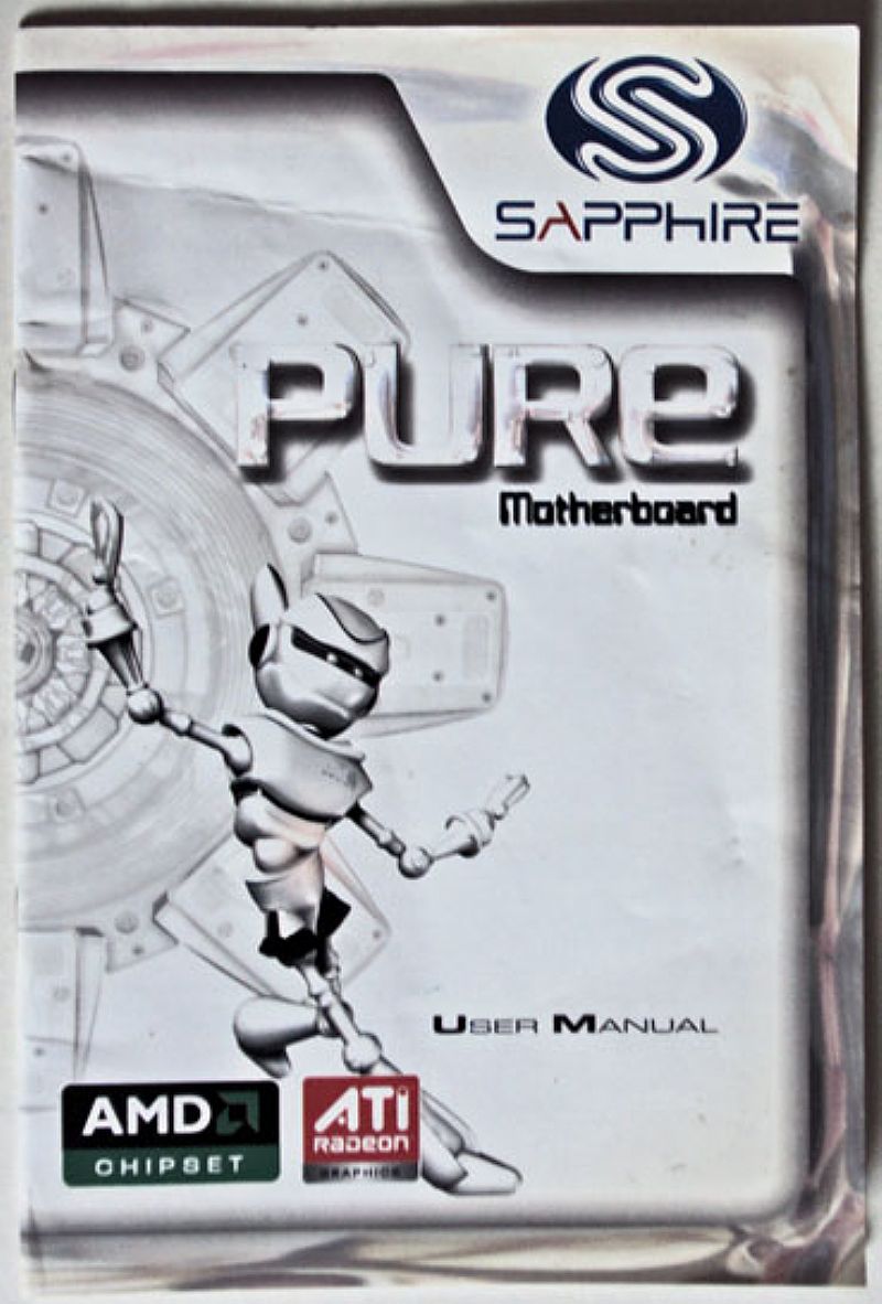 User manual saphire pure motheboard, amd chipset, ati radein