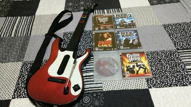 Guitarra + 6 jogos Guitar Hero originais