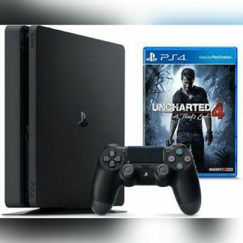 PS4 Slim novo na caixa lacrado + jogo Uncharted4