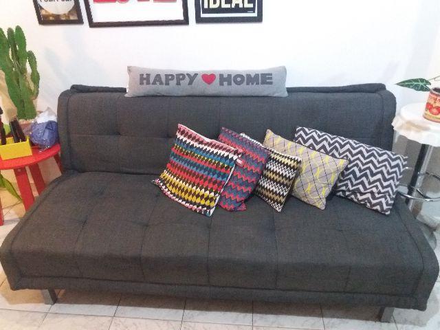 Sofá cama três lugares Mobly