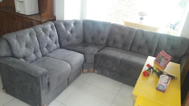 Sofás de canto com braços em tecido de suedw novos