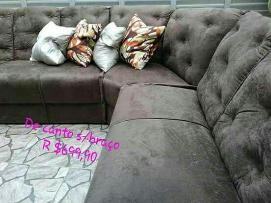 Sofás de canto em tecido de suedw