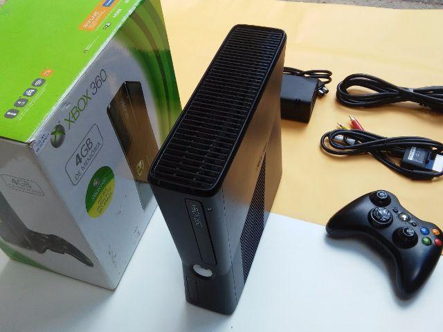 Xbox 360 Slim Completo Travado Original Com 1 Jogo Original