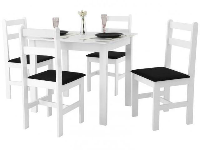 Conjunto de Mesa com 4 Cadeiras Milão - Fritz Móveis Preto